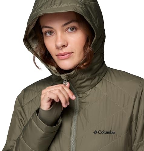 Columbia Womens Heavenly Long Hooded Puffer Jacket, Stone Green, X-Small - Image 3
