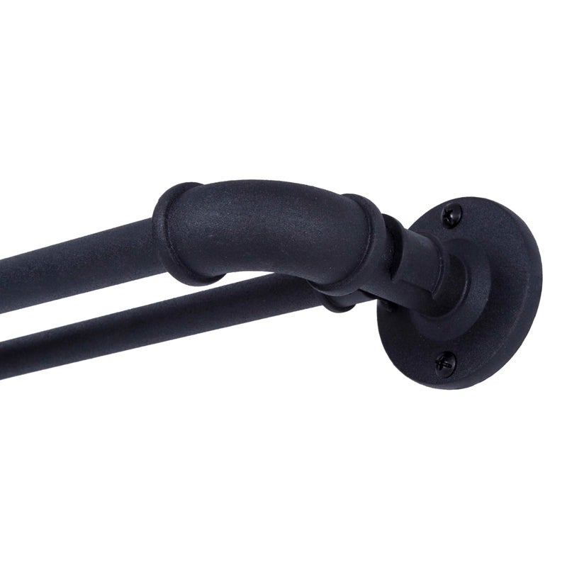 Sun Zero SN47079 Bronn Industrial Pipe Blackout Wrap Around Double Curtain Rod 3666 Adjustable Length Matte Black Finish 34 and 58 Diameter Textured Steel Tubes - Image 1