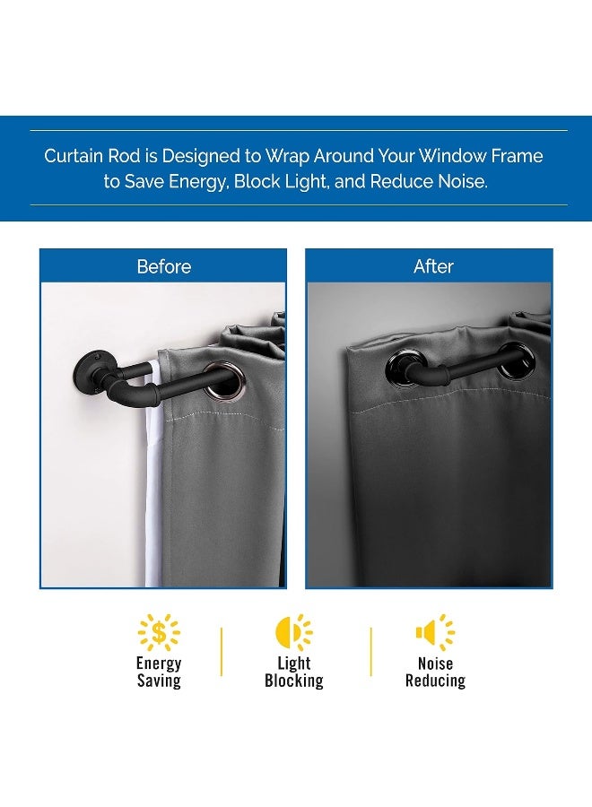 Sun Zero SN47079 Bronn Industrial Pipe Blackout Wrap Around Double Curtain Rod 3666 Adjustable Length Matte Black Finish 34 and 58 Diameter Textured Steel Tubes - Image 2