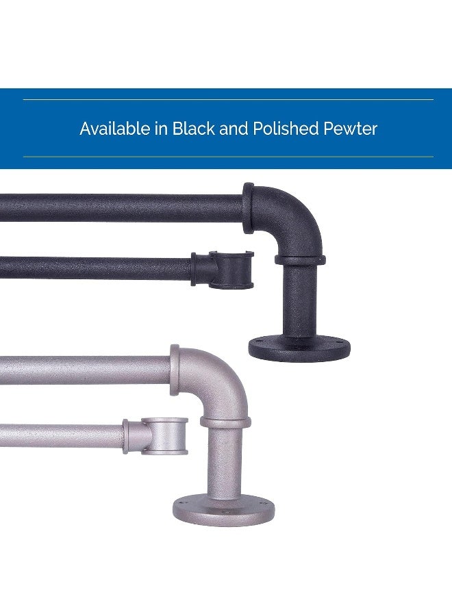 Sun Zero SN47079 Bronn Industrial Pipe Blackout Wrap Around Double Curtain Rod 3666 Adjustable Length Matte Black Finish 34 and 58 Diameter Textured Steel Tubes - Image 4
