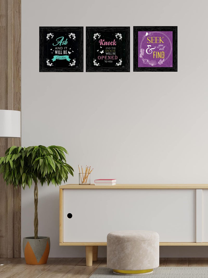 Indianara Set of 3 Spritual Quotes Framed Wall Hanging Laminated Paintings Matt Art Prints 9.5 inch x 9.5 inch each without Glass (1168BK) (9.5 inch X 9.5 inch, Black) - Image 5