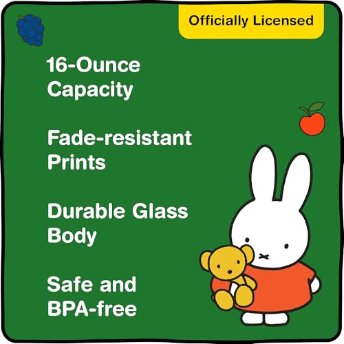 Dragon Glassware Miffy 16 oz Drinking Glasses Set of 2 - Glass Cups with Lids and Straws - Iced Coffee Cups with Lids - Reusable Glass Tumbler with Straw and Lid - Strawberry - Image 3