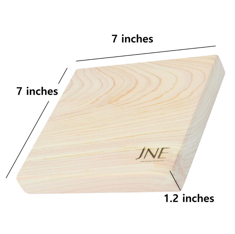 JNE Hinoki Cypress Wood Cutting Board, Cheese Board, Chopping Board, Serving Board for Wine, Crackers, Fruit. Housewarming, Wedding, Birthday gift. Trivet (Square-7x1.2) - Image 3