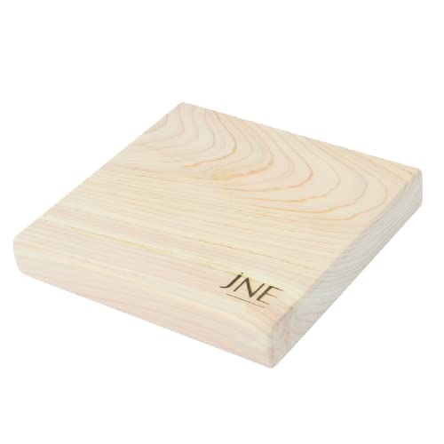 JNE Hinoki Cypress Wood Cutting Board, Cheese Board, Chopping Board, Serving Board for Wine, Crackers, Fruit. Housewarming, Wedding, Birthday gift. Trivet (Square-7x1.2) - Image 1