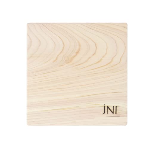 JNE Hinoki Cypress Wood Cutting Board, Cheese Board, Chopping Board, Serving Board for Wine, Crackers, Fruit. Housewarming, Wedding, Birthday gift. Trivet (Square-7x1.2) - Image 2