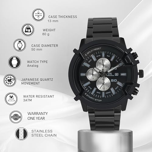 IIK COLLECTION Watch for Man Stainless Steel Chain|Long Battery Life with Long Lasting Polish Water Resistance| Trendy Design| Push Button Lock Durable Watch for Boys - Image 5