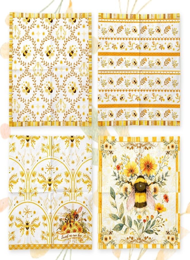 NICROLANDEE Bee Themed Party Napkins 24PCS Cocktail Paper Tissue 3 Layers Disposable Napkins for Baby Shower Decorations, Wedding, Thanksgiving, Dinner, Birthday Party Supplies - Image 5