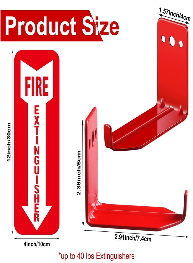 LEIFIDE Fire Extinguisher Holder for 5-40 lb Fire Extinguisher Wall Mount with Screws, Gaskets, Self Adhesive Safety Sticker Sign Wall Hook Universal(4 Pcs) - Image 2