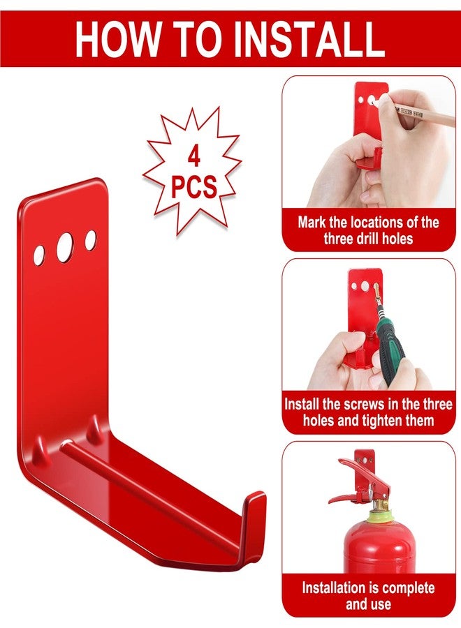 LEIFIDE Fire Extinguisher Holder for 5-40 lb Fire Extinguisher Wall Mount with Screws, Gaskets, Self Adhesive Safety Sticker Sign Wall Hook Universal(4 Pcs) - Image 3