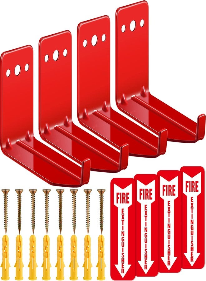 LEIFIDE Fire Extinguisher Holder for 5-40 lb Fire Extinguisher Wall Mount with Screws, Gaskets, Self Adhesive Safety Sticker Sign Wall Hook Universal(4 Pcs) - Image 1