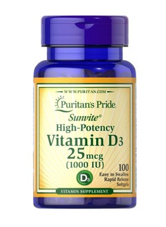 Puritan's Pride Vitamin D3 1000IU Softgels 100's  - Image 1