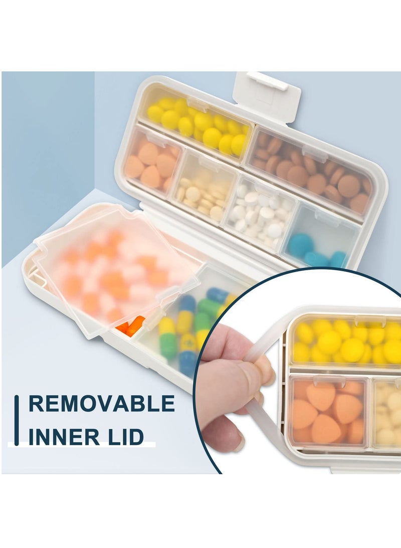 SOLARAE Pill Organizer Airtight Pill Box, 2 Pcs Daily Pill Dispenser, Portable Travel Supplement Holder Vitamin Sorter with 8 Compartment Airtight Vitamin Container Daily Medicine Travel Essentials - Image 4