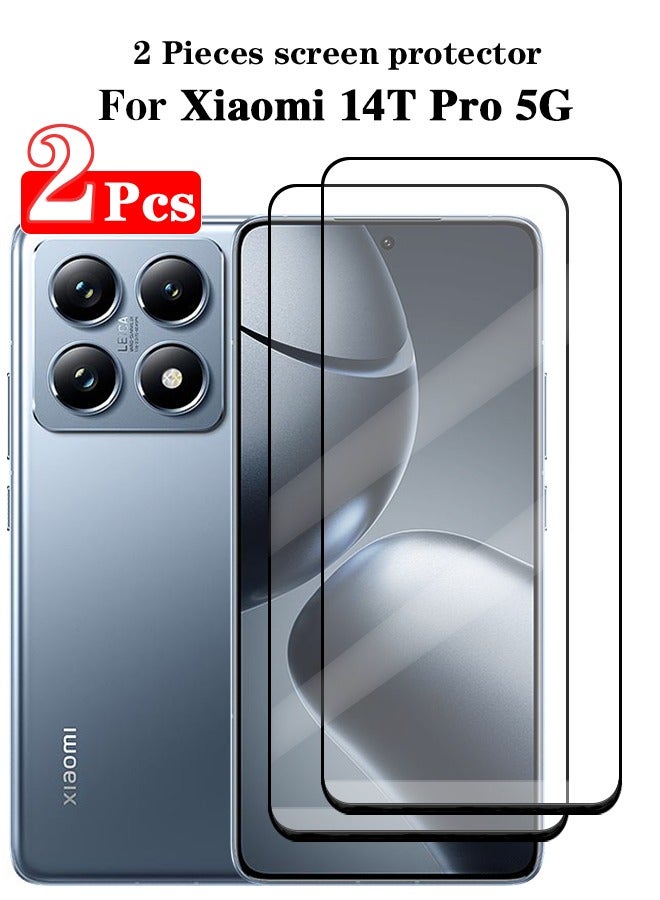 2 Pieces Full Cover Glass Screen Protector For Xiaomi 14T Pro 5G Black/Clear and Screen Protector Accessories - Image 1