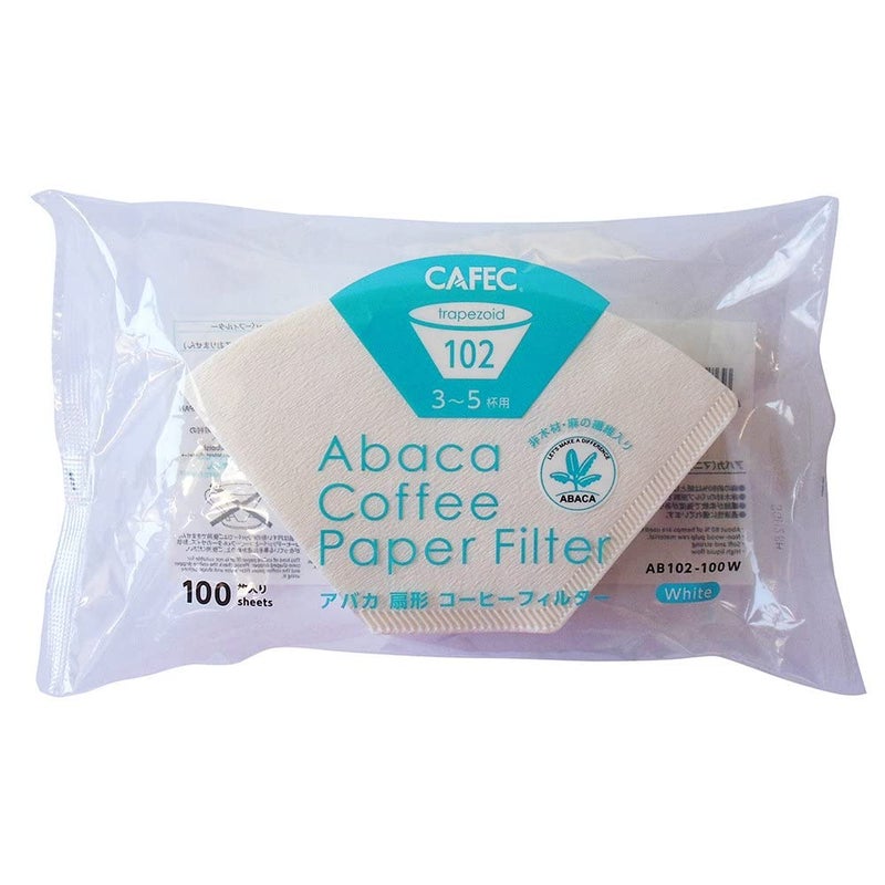 CAFEC Abaca trapezoid paper filter for 3-5 cups 100pcs/pack |Disposable Pour-Over Coffee Paper Filter made of Eco-Friendly Refined Virgin Pulp for Better Tasting Brewing (White) | CF-AB-102/100W - Image 1