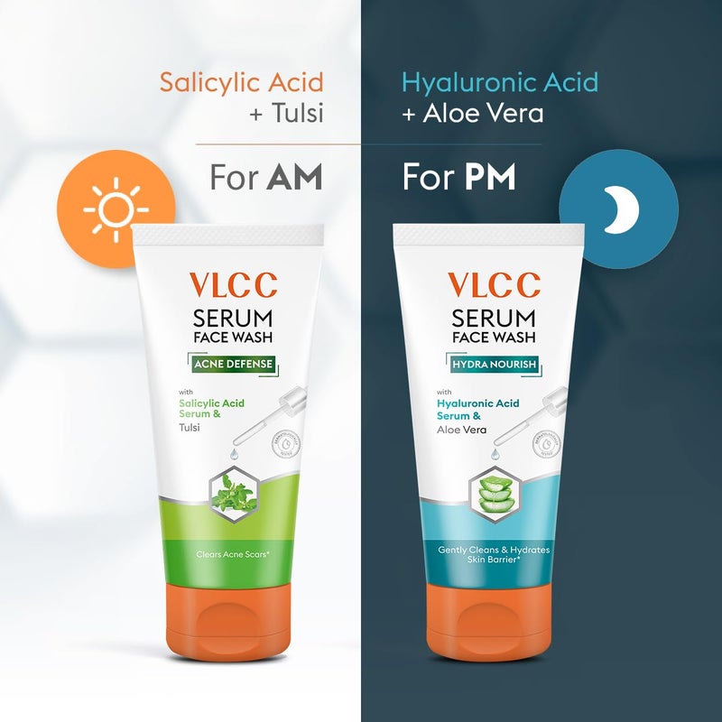 VLCC Salicylic Acid Tulsi Serum Facewash 150 ml to Fights Acne Scars for AM with Free Hyaluronic Acid Aloe Vera Serum Facewash 150 ml to Strengthen Skin Barrier for PM B1G1 - Image 3
