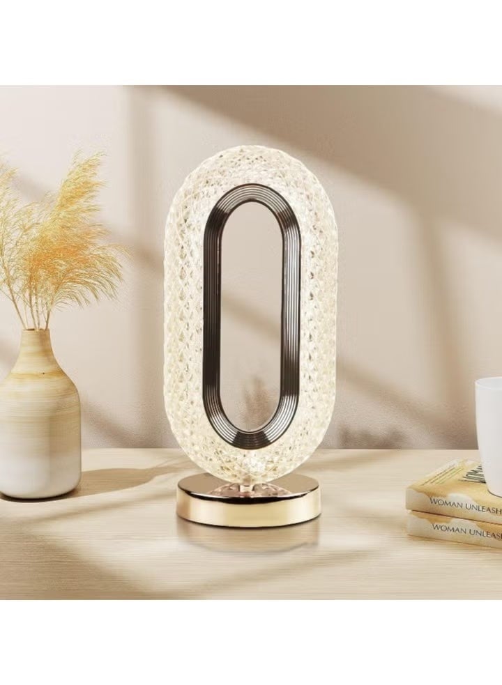 أباجورة كريستال للطاولة تعمل باللمس، مصباح ماسي قابل للتعتيم ثلاثي الاتجاهات وقابل لإعادة الشحن بمنفذ USB، أباجورة ليلية للكومدينو لغرفة النوم وغرفة المعيشة، ديكور - Image 1