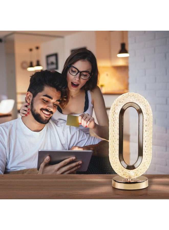 أباجورة كريستال للطاولة تعمل باللمس، مصباح ماسي قابل للتعتيم ثلاثي الاتجاهات وقابل لإعادة الشحن بمنفذ USB، أباجورة ليلية للكومدينو لغرفة النوم وغرفة المعيشة، ديكور - Image 5