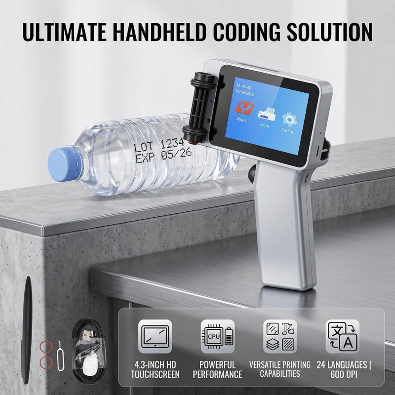 Handheld Inkjet Printer 4.3 Inch HD LED Touchscreen 12.7mm Print Width Portable Multifunctional Printer for Home Office Travel Wireless Bluetooth 5.0 Rechargeable Battery - Image 3