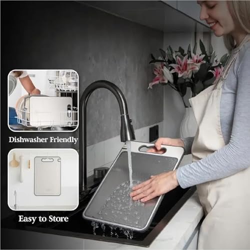 Winkelen Double Sided Cutting Board with Knife Sharpner | Titanium & Wheat Straw | Diamond Pattern Chopping Board for Kitchen | for Vegetables, Fruits Cutter, Meats | Food Grade Quality | 36 x 25 cm - Image 4