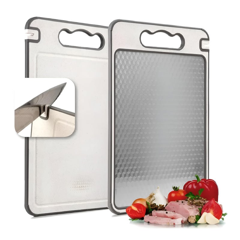 Winkelen Double Sided Cutting Board with Knife Sharpner | Titanium & Wheat Straw | Diamond Pattern Chopping Board for Kitchen | for Vegetables, Fruits Cutter, Meats | Food Grade Quality | 36 x 25 cm - Image 1