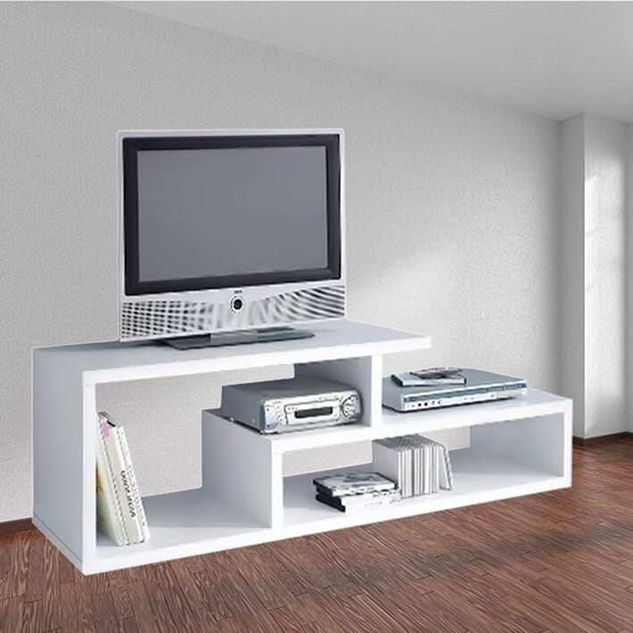 ترابيزة تلفزيون مودرن خشب ام دى اف ، 120×45×30 سم -  ابيض