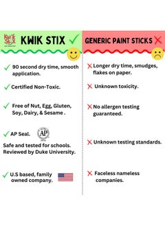 The Pencil Grip Kwik Stix Solid Tempera Paint Sticks 24 Colors Washable Paint Sticks For Kids Nontoxic Quick Drying Allergen Free Paint Sticks In Classic Metallic & Neon Colors Paint For Kids And Toddlers  - Image 2
