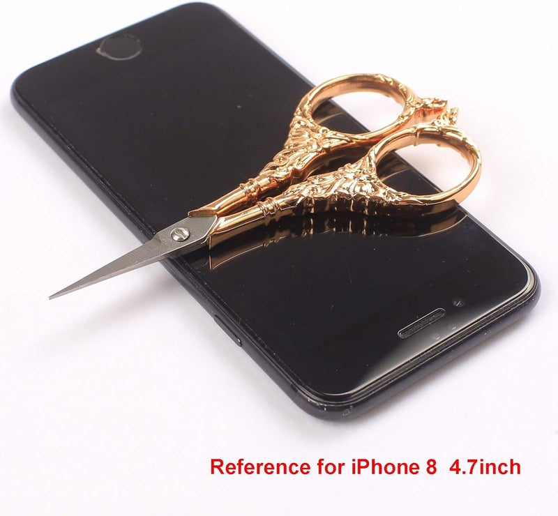 BIHRTC Vintage European Style Scissors Stainless Steel for Cross Stitch Cutting Embroidery Sewing Handcraft Craft Art Work DIY Tool(Red Copper) - Image 5