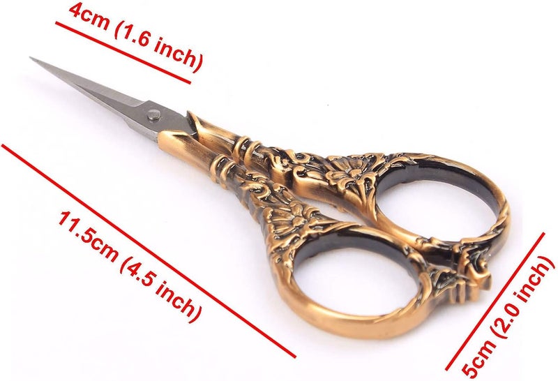 BIHRTC Vintage European Style Scissors Stainless Steel for Cross Stitch Cutting Embroidery Sewing Handcraft Craft Art Work DIY Tool(Red Copper) - Image 2