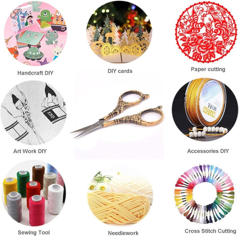 BIHRTC Vintage European Style Scissors Stainless Steel for Cross Stitch Cutting Embroidery Sewing Handcraft Craft Art Work DIY Tool(Red Copper) - Image 4