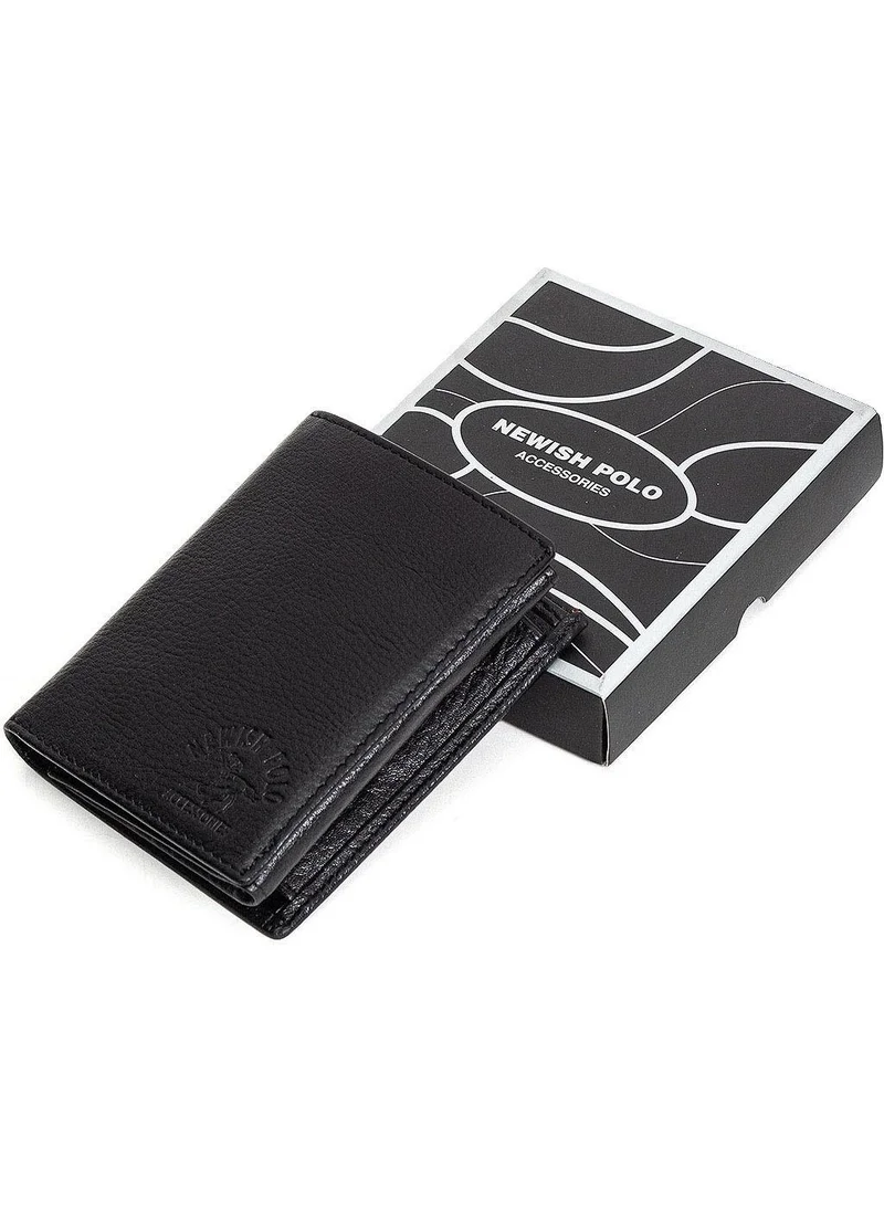 Newish Polo Newishpolo Leather Men's Wallet Black