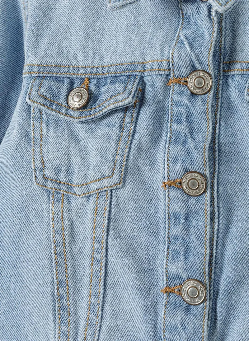 MINOTI Teen Girls Denim Jacket with Button Front and Patch Pockets