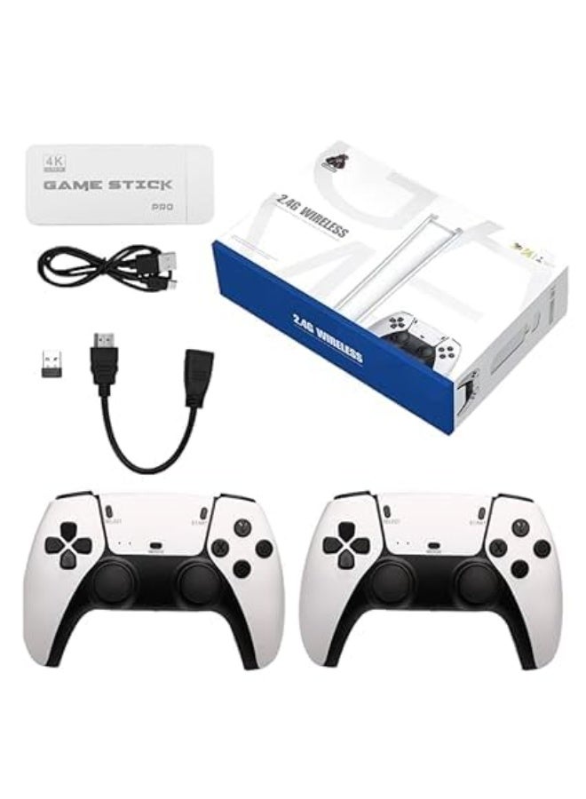 Plug & Play Video TV Game 4K Ultra HD Game Stick with 15,000+ Built-in Games || 9 Emulators, Wireless Retro Game Console with 64GB Storage – Perfect for Kids, Family Fun, and Nostalgic Gaming – Easy Setup, Retro Gaming System – White
