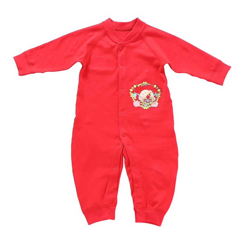 Baby Romper Unisex 100% Cotton Babysuit Baby Clothes Playsuit Chicken Print Long Sleeve Spring Summer Autumn For Newborn Infant Baby Girl Boy Button Slant Opening Red 9-12M - Image 2