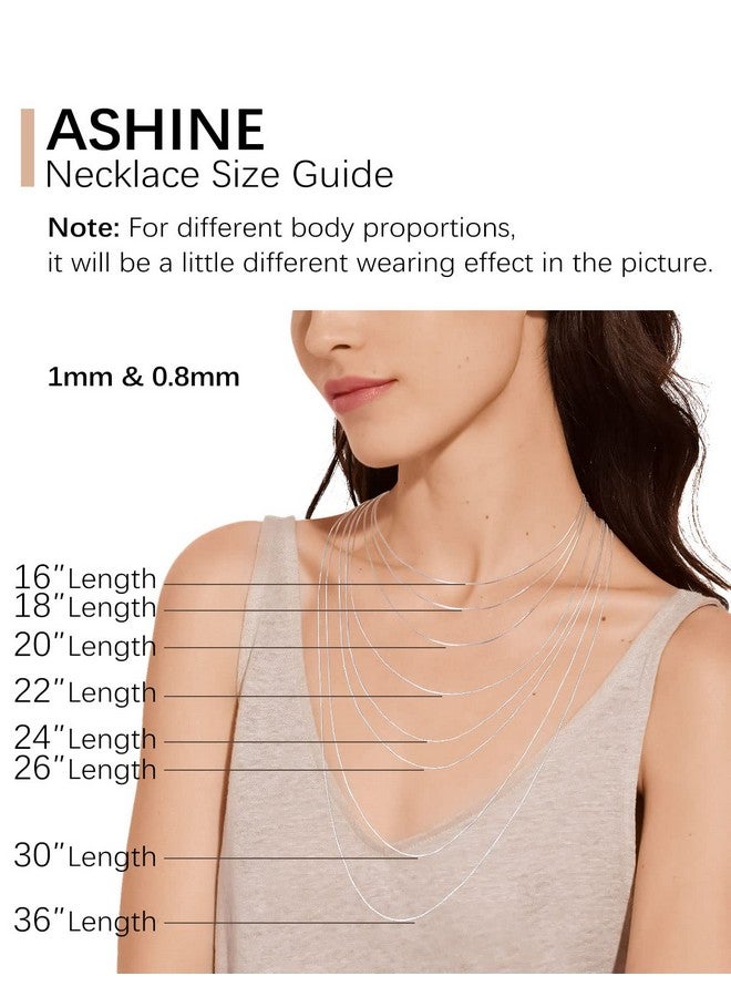 ASHINE Sterling Silver Necklace Chain for Women Valentine (1mm Box Chain Lobster Clasp 16 Inches) - Image 2