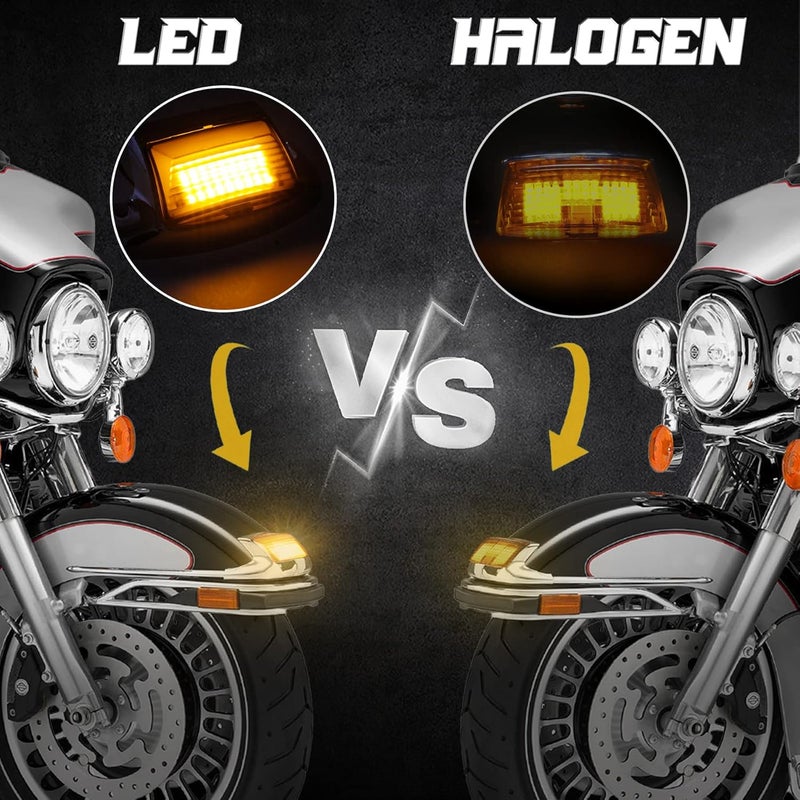 QUASCO Front Rear Fender Lights - LED Fender Tip Brake Tail Light for Harley Motorcycles - Smoked Lens - Image 4