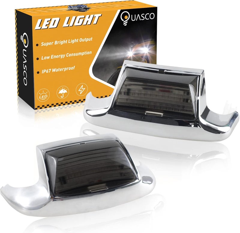 QUASCO Front Rear Fender Lights - LED Fender Tip Brake Tail Light for Harley Motorcycles - Smoked Lens - Image 1