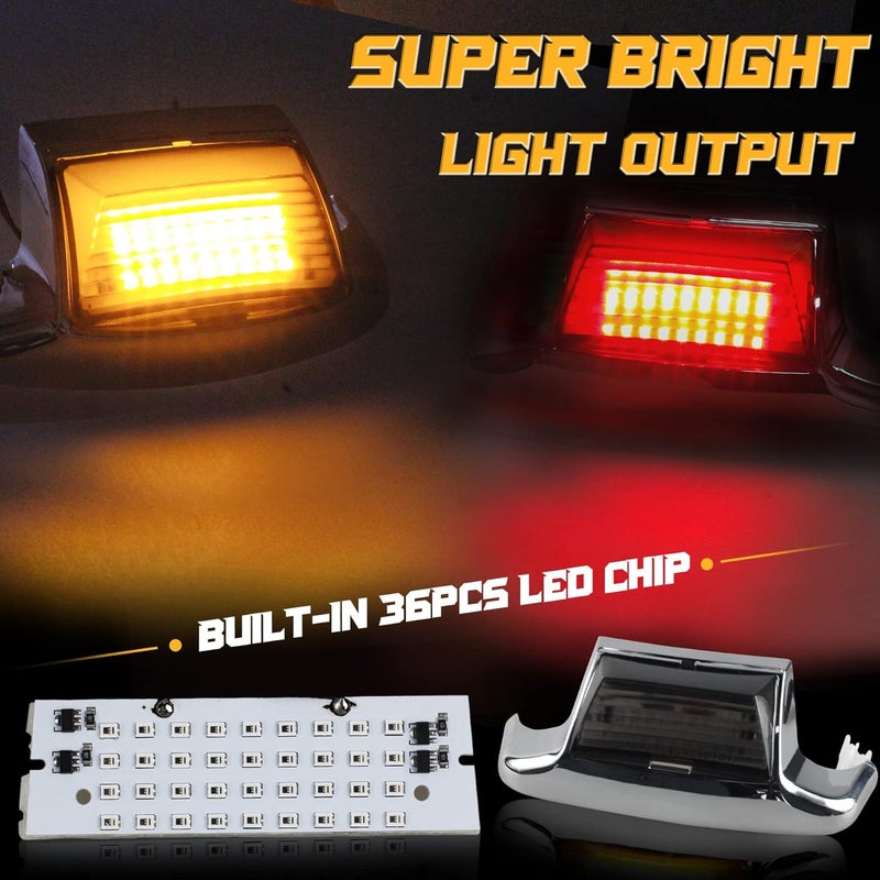 QUASCO Front Rear Fender Lights - LED Fender Tip Brake Tail Light for Harley Motorcycles - Smoked Lens - Image 2