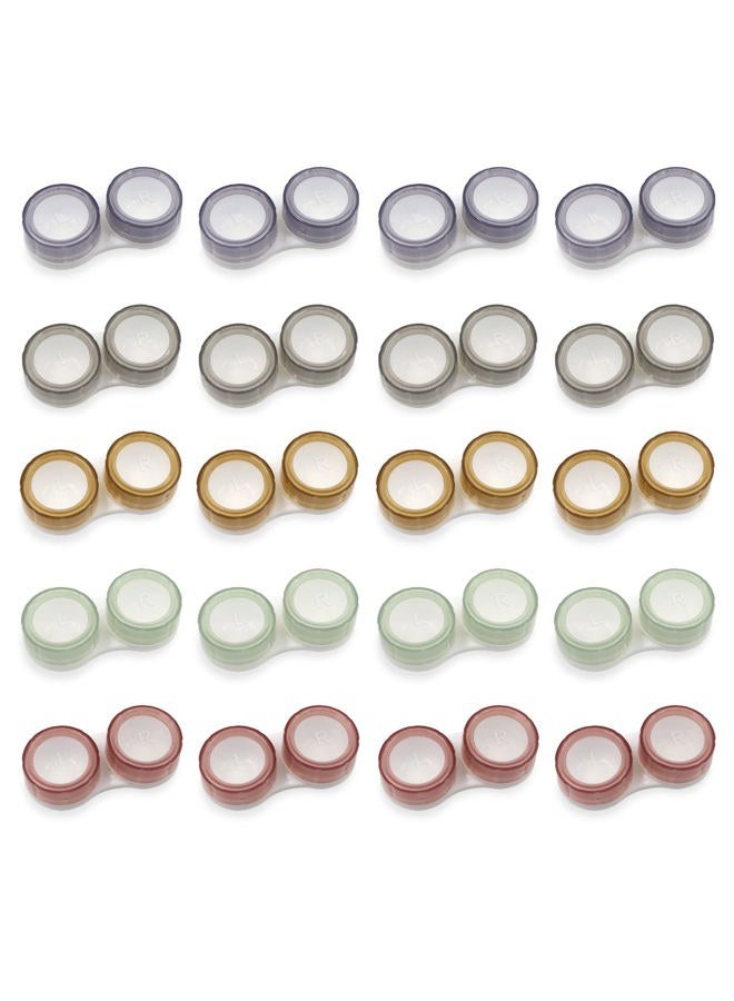 Modixun Clear Contact Lens Case, Leak-Proof Contact Cases, Contact Lenses Holder Kit with L/R Mark, purple, brown, green, pink, gray,, Style a - Image 1