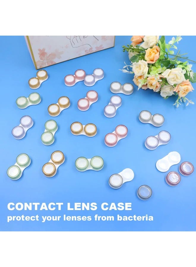 Modixun Clear Contact Lens Case, Leak-Proof Contact Cases, Contact Lenses Holder Kit with L/R Mark, purple, brown, green, pink, gray,, Style a - Image 4