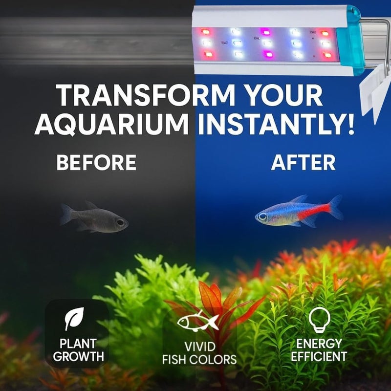 VAYINATO إضاءة LED حوض السمك نيمو 300 WRGB – مناسبة للأحواض من 20–30 سم | موفرة للطاقة، عالية دقة الألوان، تصميم فائق النحافة - Image 2