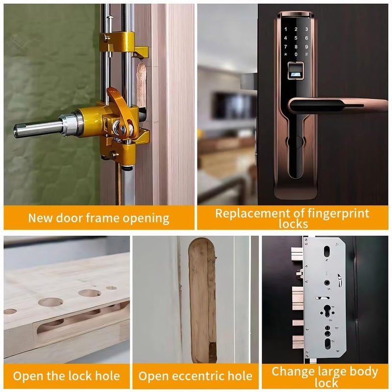 DUEBEL DUEBEL Door Lock Hole Opener Kit for Installing Doors Lock Mortiser Kit for Wooden Door Lock Jig Mortising Machine Door Lock Installation Kit Jig Mortise Machine Door Hinge Jig Mortise Jig Kit  - Image 2