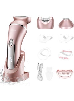 Hatteker Hatteker Electric Shaver for Women Lady Epilator Electric Razors Kit Hair Remover for Face Chin Arm Leg Armpit Bikini Trimmer Painless Waterproof USB Rechargeable Dry Wet with Detachable Head 3 in 1 