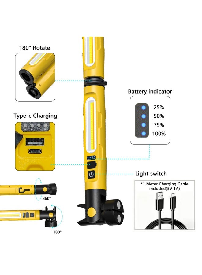 شين سايت مصباح صيانة وإصلاح سيارات طارئ 3000 لومن ببطارية 5200mAh قابلة للشحن، مصباح عمل LED مغناطيسي قابل للطي متعدد الوظائف، إضاءة فحص محمولة، مقاومة للصدمات IK08 ومقاومة لرذاذ الماء IPX4، تغطية إضاءة واسعة - Image 2