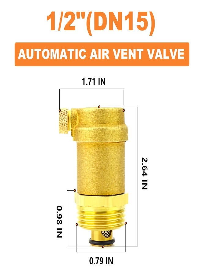 GASHER Automatic Air Vent Valve, 1/2" DN15 Air Release Valve, Brass Air Bleed Valve, for Solar Water Heater and HVAC System - Image 2