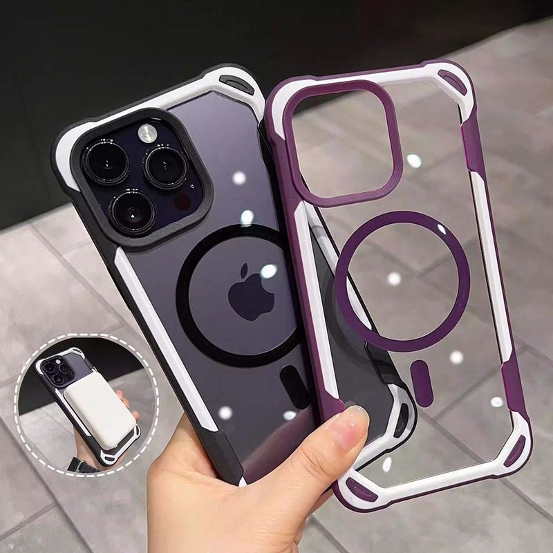 Magnetic Shockproof Armor Case Compatible with iPhone 13 Blue Hard Hybrid Bumper Protection - Image 4