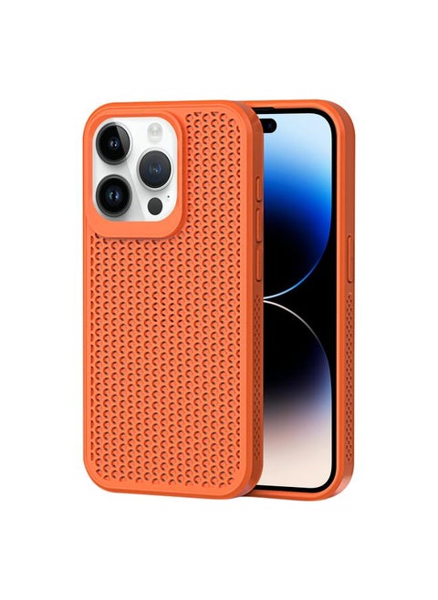 جراب هاتف مضاد للحرارة لهاتف iPhone 14 Pro Max (برتقالي)