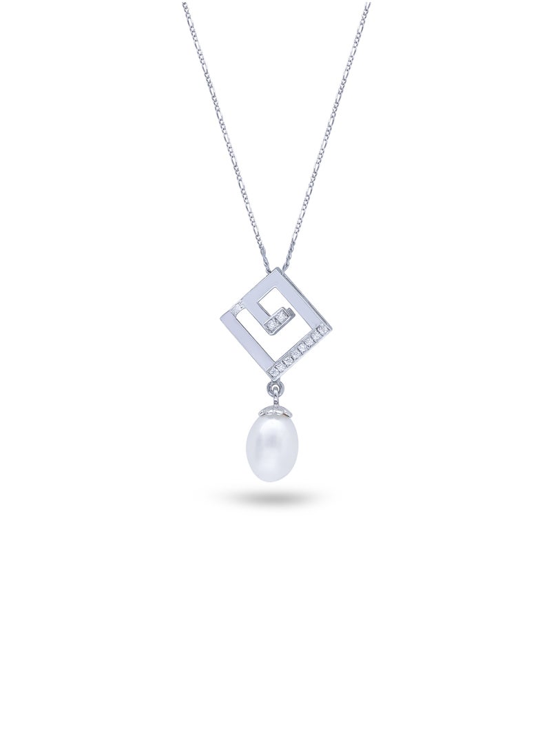 Subhati Pendant With Silver 925 , Zercon Stone and Cultured Pearl  - Image 1