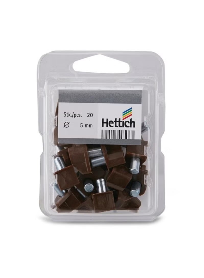 Hettich Shelf Support With Steel Pin (5 mm, Brown, 20 Pieces)