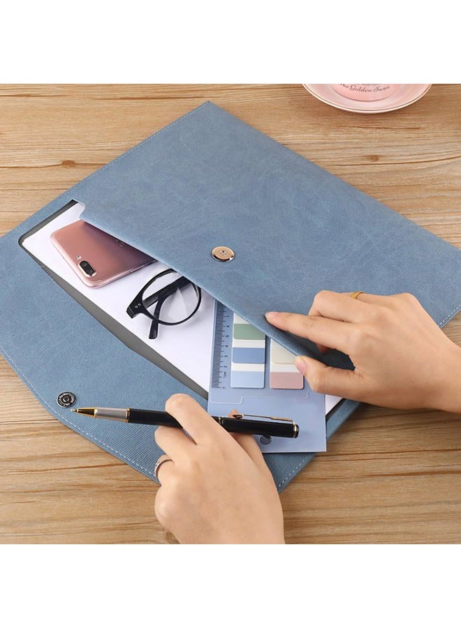 VANRA 1 Piece PU Leather Envelope File Folders A4 Paper Document Filing Envelope Document Organizer Leather Portfolio Folder Holder with Magnetic Closure (Blue) - Image 3