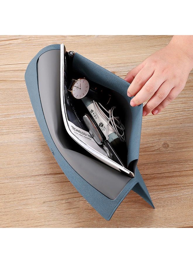 VANRA 1 Piece PU Leather Envelope File Folders A4 Paper Document Filing Envelope Document Organizer Leather Portfolio Folder Holder with Magnetic Closure (Blue) - Image 5